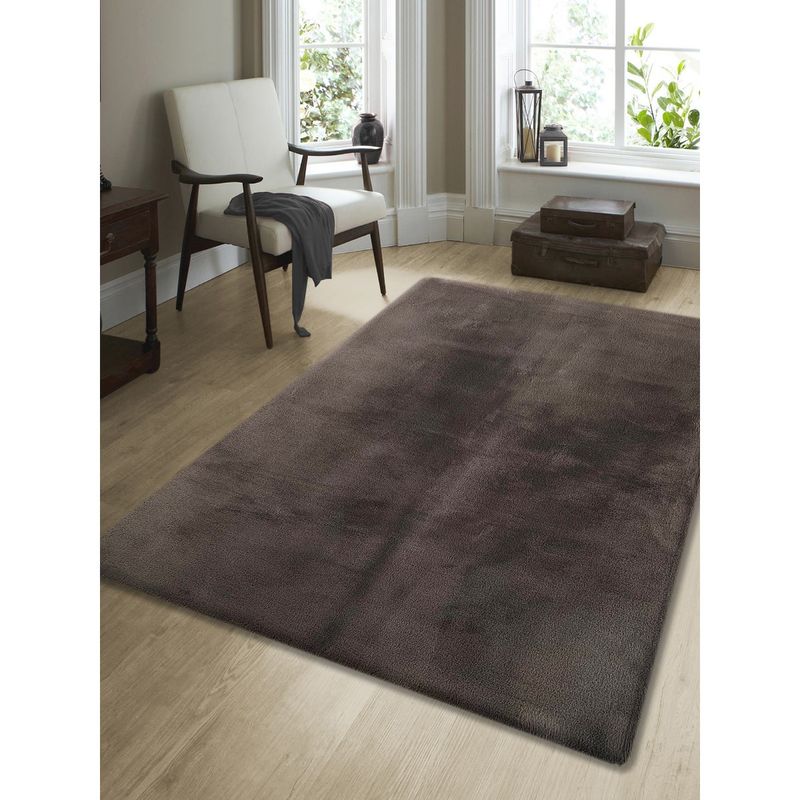OBSESSIONS Anti-Static Machine Made Shaggy Carpet, Dark Mouse (4 x 6 Feet)