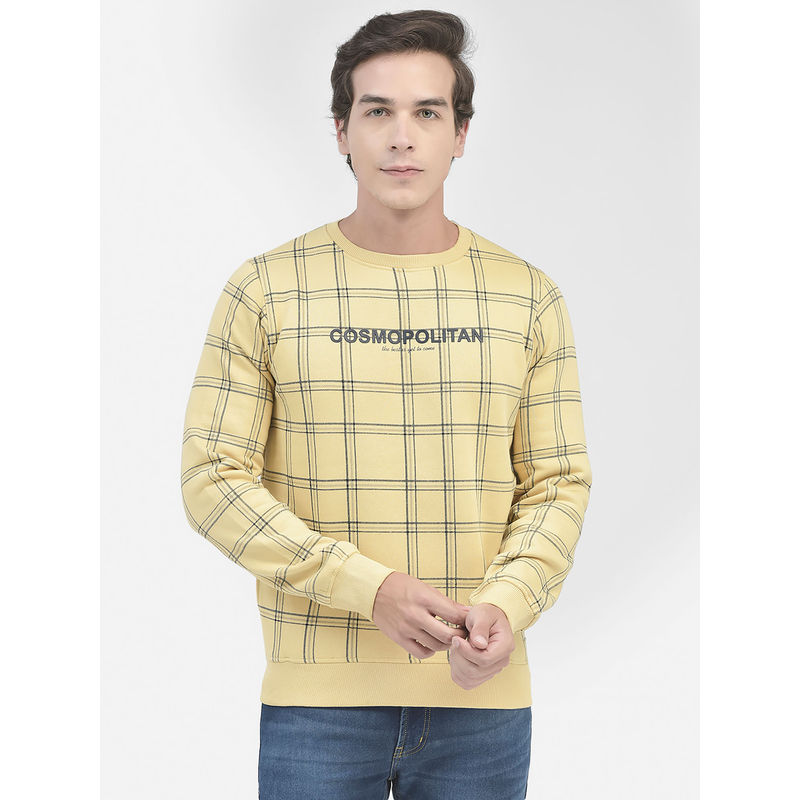 CRIMSOUNE CLUB Mens Yellow Striped Sweatshirt (L)