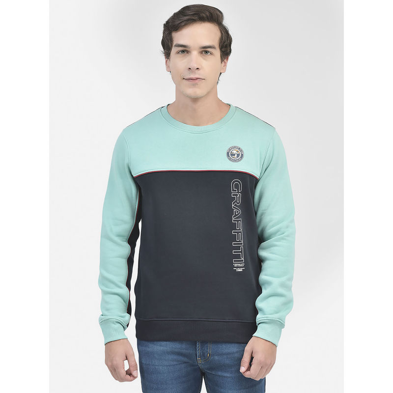 CRIMSOUNE CLUB Mens Navy Blue Colorblock Sweatshirt (M)