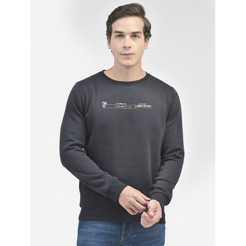 CRIMSOUNE CLUB Mens Navy Blue Printed Sweatshirt (XL)
