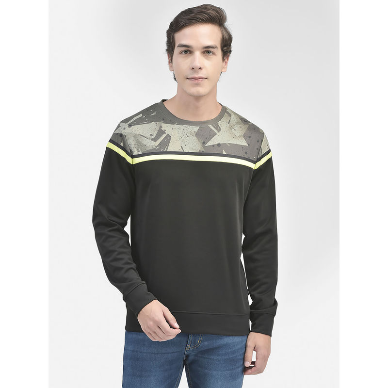 CRIMSOUNE CLUB Mens Black Printed Sweatshirt (L)