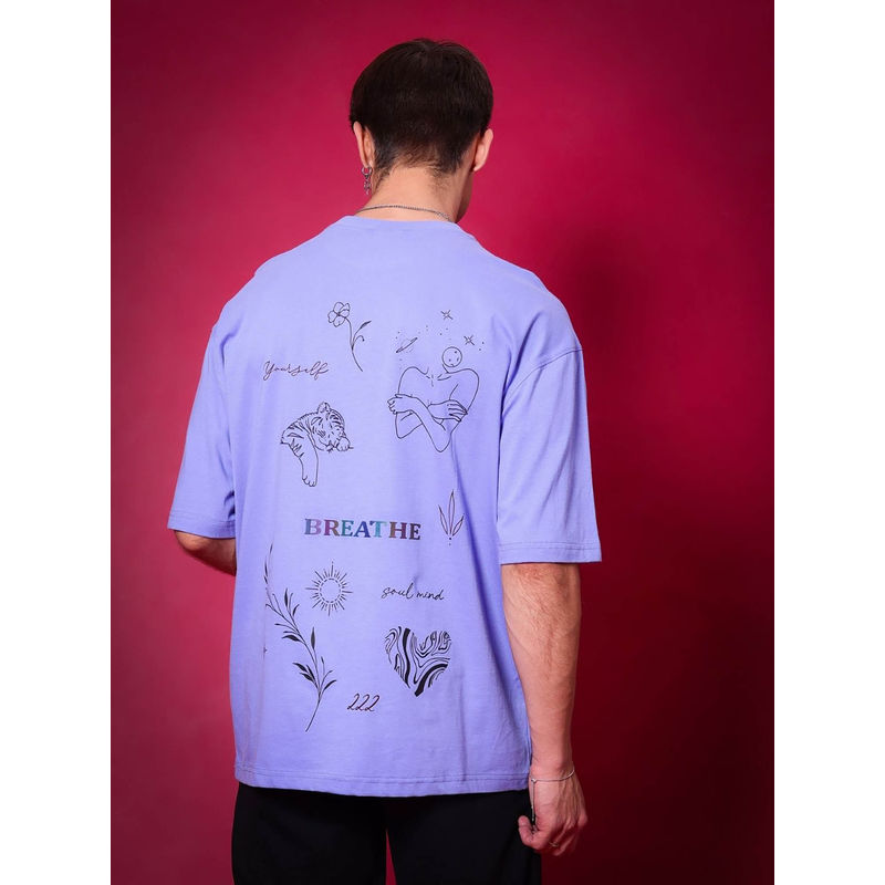 WEARDUDS Breathe Oversized Graphic T-Shirt -Lavender (S)