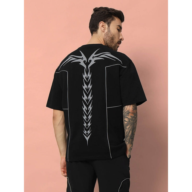 WEARDUDS Spinal Faux Reflector Oversized T-Shirt -Black (S)