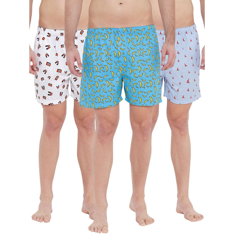 XYXX Super Combed Cotton Printed Boxers For Men (pack Of 3) - Multi-Color (S)