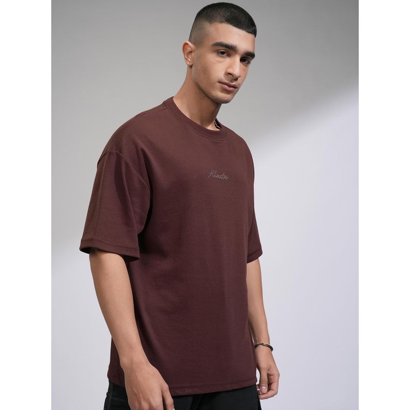 HIGHLANDER Men Brown Solid T-Shirt (L)