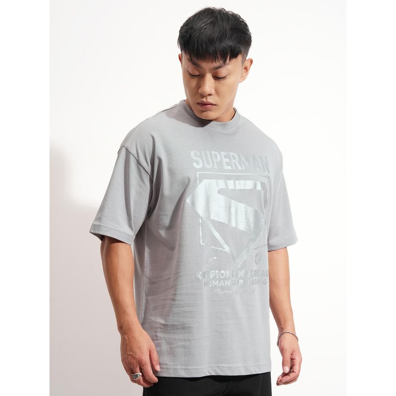 HIGHLANDER Men Silver Printed T-Shirt (S)