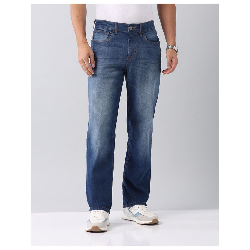 AD By Arvind Relaxed Tapered Fit Mid Rise Jeans Blue (32)