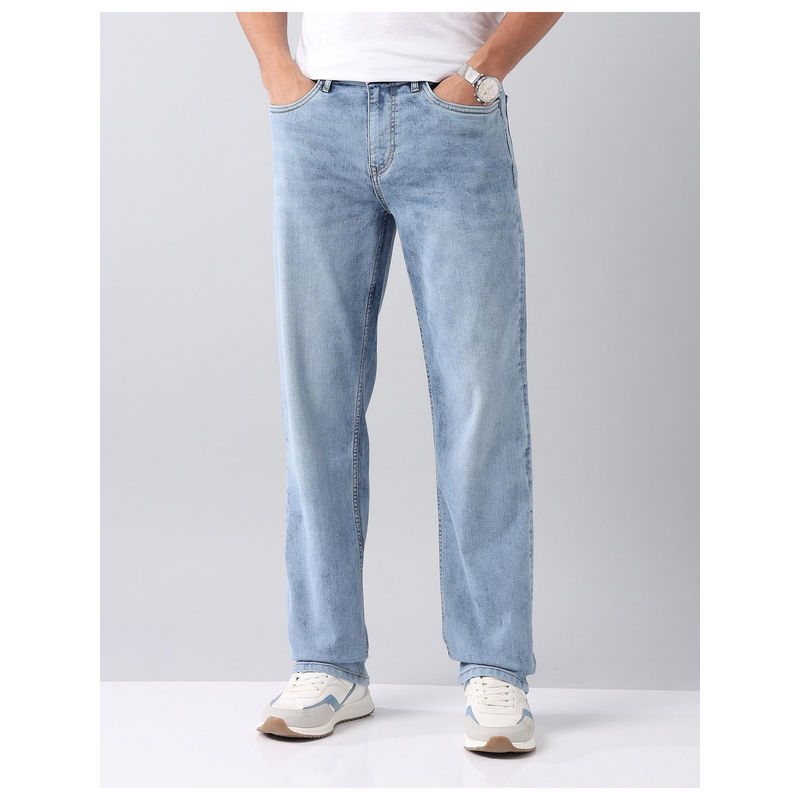 AD By Arvind Relaxed Tapered Fit Mid Rise Jeans Blue (38)