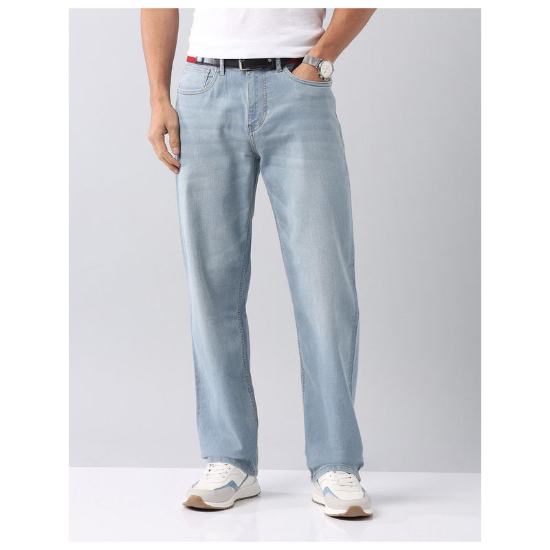 AD By Arvind Relaxed Tapered Fit Mid Rise Jeans Blue (38)