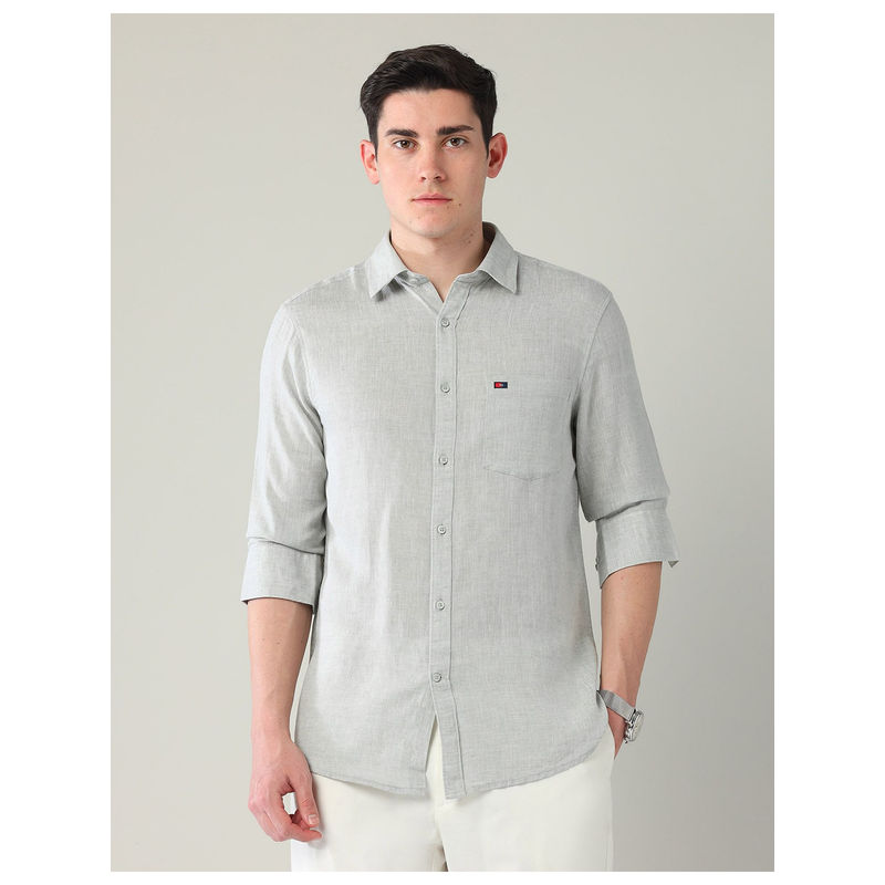 AD By Arvind Modern Slim Fit Oxford Solid Shirt Grey (46)