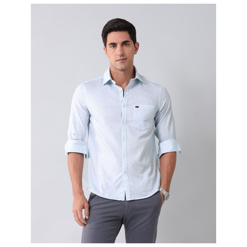 AD By Arvind Modern Slim Fit Twill Shirt Blue (46)