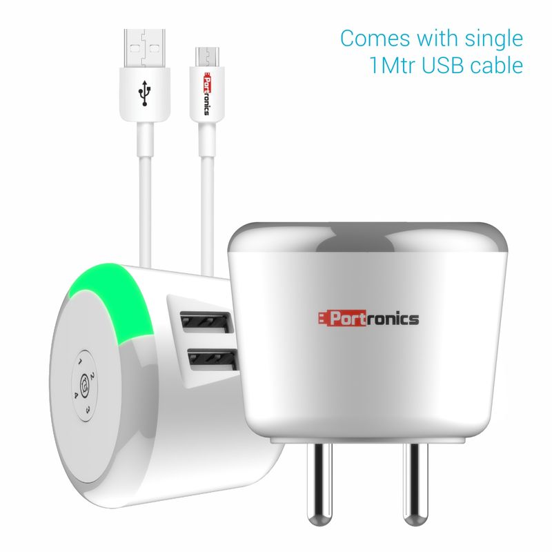 Portronics POR 469 3.1A Adapter Charger with Time Control White