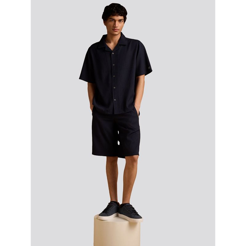 Muvazo Navy Blue Textured Terrain Tracksuits (Set of 2) (XS)