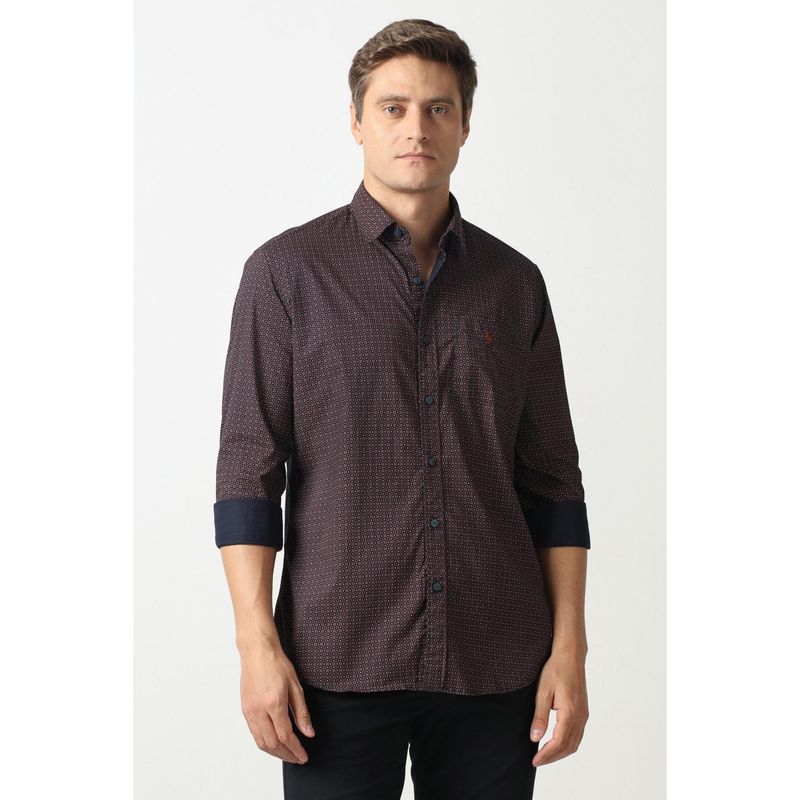 Van Heusen Navy Blue Printed Shirt (40)