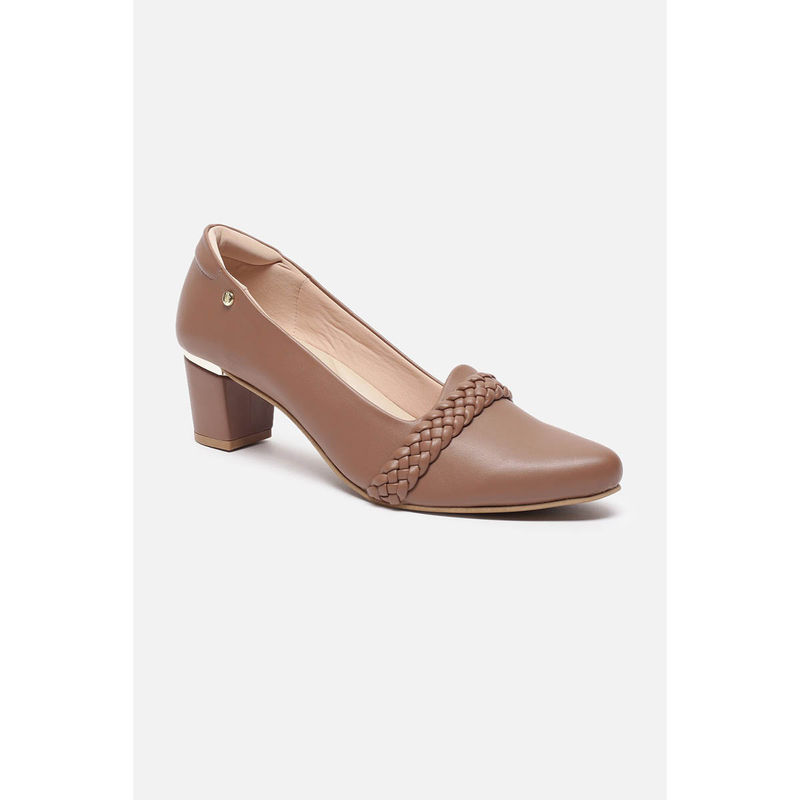 Van Heusen Women Brown Block Heels Pumps (UK 7)
