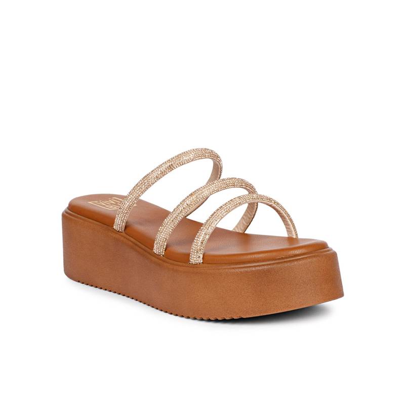Saint G Women Viviblu Tan Leather Platform Sandals (EURO 36)