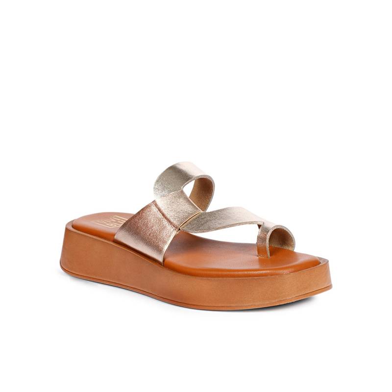 Saint G Women Viviblu Rose Gold Leather One Toe Sandals (EURO 40)