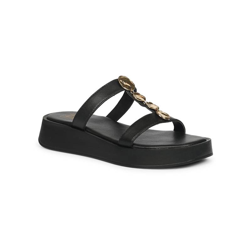 Saint G Women Viviblu Black Leather Sandals (EURO 36)