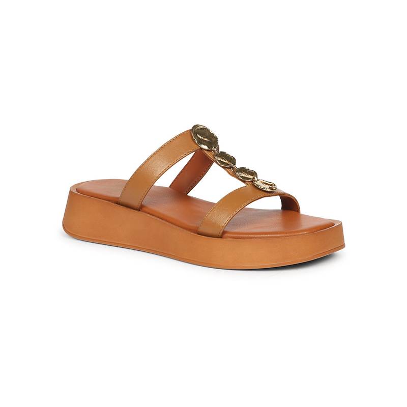 Saint G Women Viviblu Tan Leather Sandals (EURO 36)
