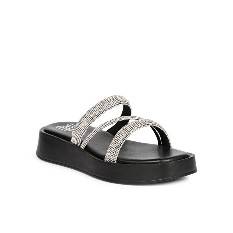 Saint G Women Viviblu Black Leather Sandals (EURO 37)