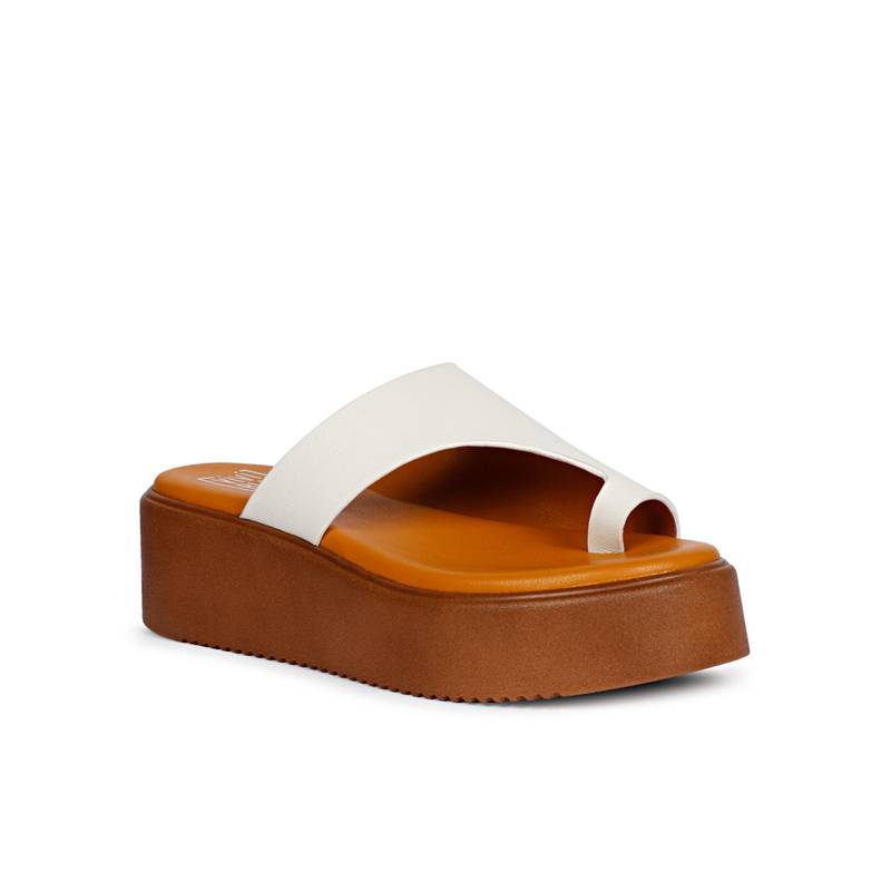 Saint G Women Viviblu White Leather One Toe Platform Sandals (EURO 38)