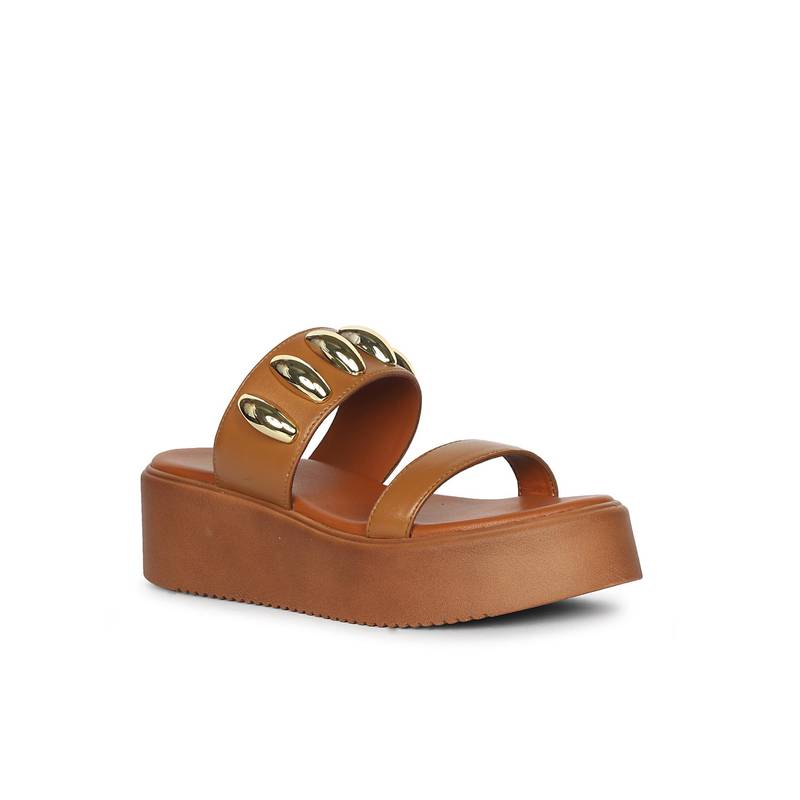 Saint G Women Viviblu Tan Leather Platform Sandals (EURO 36)