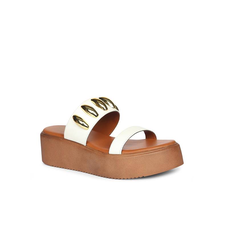 Saint G Women Viviblu White Leather Platform Sandals (EURO 36)
