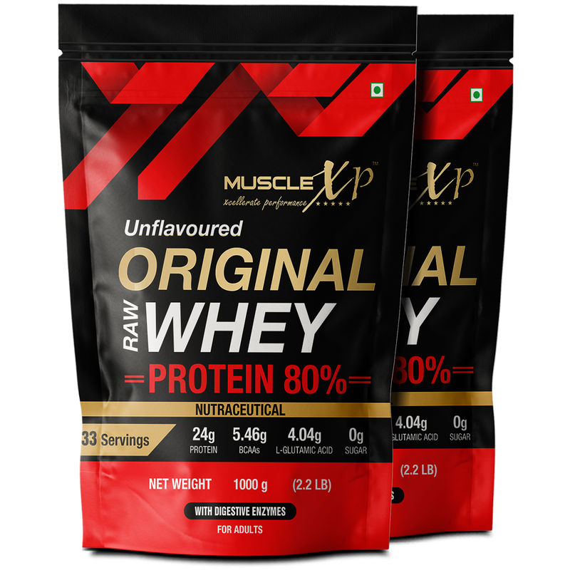 MuscleXP Raw Whey Protein Concentrate 80% Powder, Unflavored