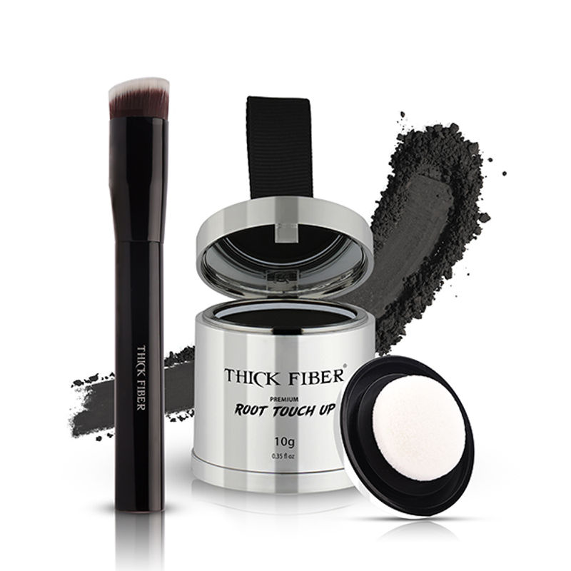 Thick Fiber Root Touch Up Powder With Brush - Black