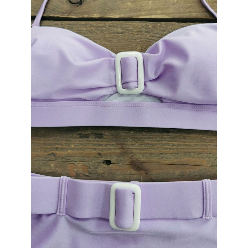Addery Lavender Belted Tube Bikini Top With Bikini Bottom (Pack of 2) (M)