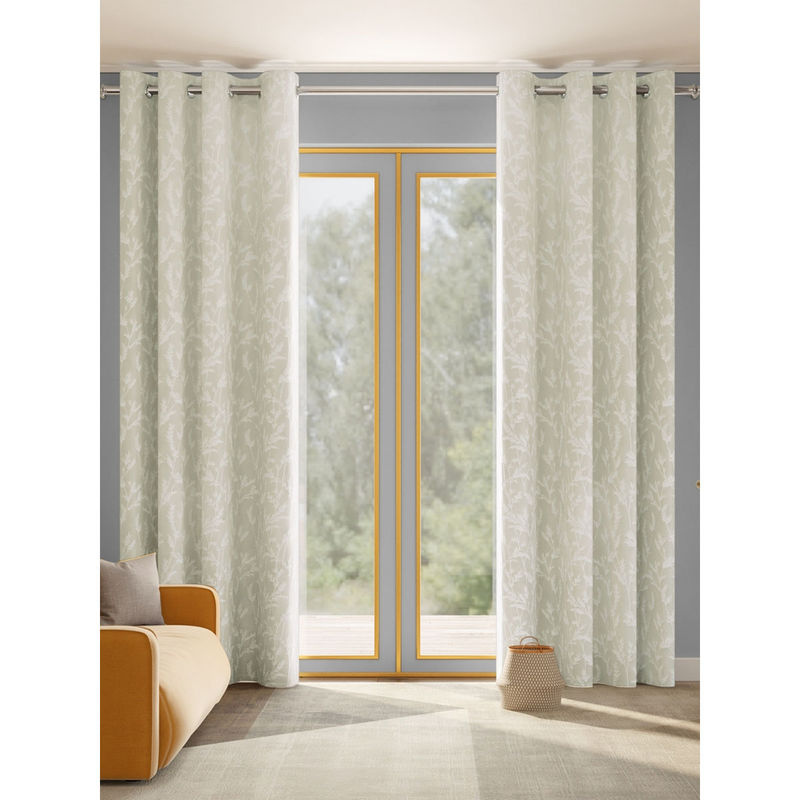 Haus & Kinder Whispering Willows Polyester Door Curtains Champange (Pack of 2) (4 x 7 Feet)