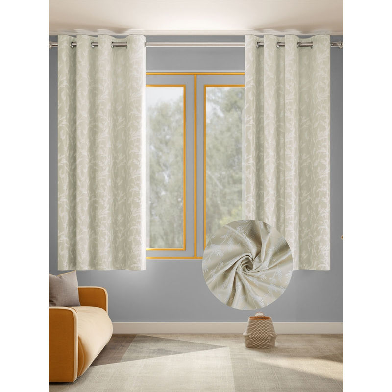 Haus & Kinder Whispering Willows Polyester Window Curtains Champange (Pack of 2) (4 x 5 Feet)
