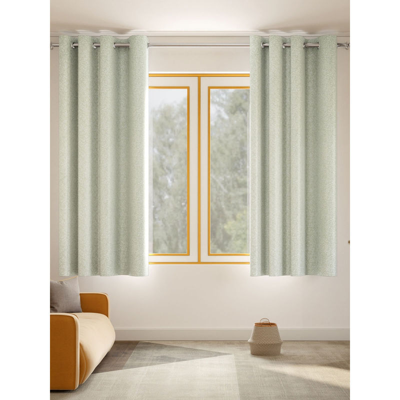 Haus & Kinder Willow Breeze Polyester Window Curtains Celadon (Pack of 2) (4 x 5 Feet)