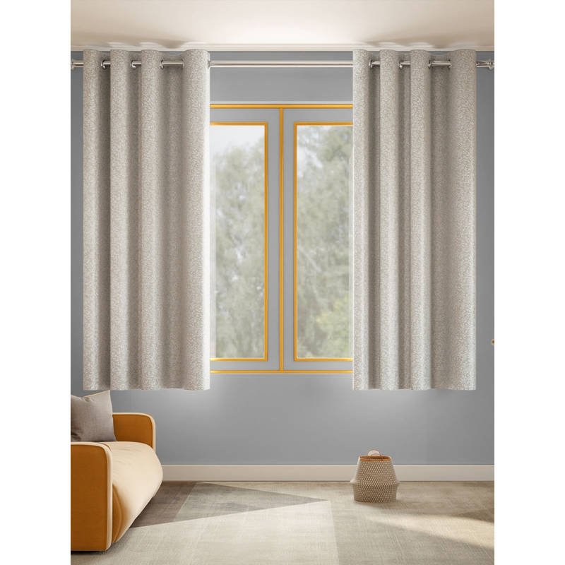 Haus & Kinder Willow Breeze Polyester Window Curtains Ivory (Pack of 2) (4 x 5 Feet)