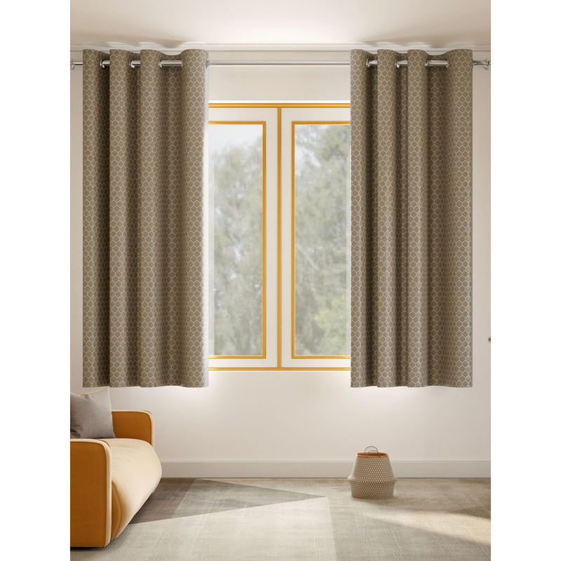 Haus & Kinder Mosaic Mirage Polyester Window Curtains Moss (Pack of 2) (4 x 5 Feet)