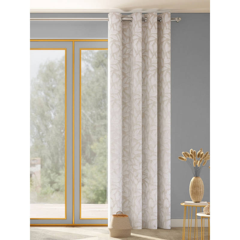 Haus & Kinder Botanic Hush Polyester Single Door Curtain Pearl (4 x 7 Feet)