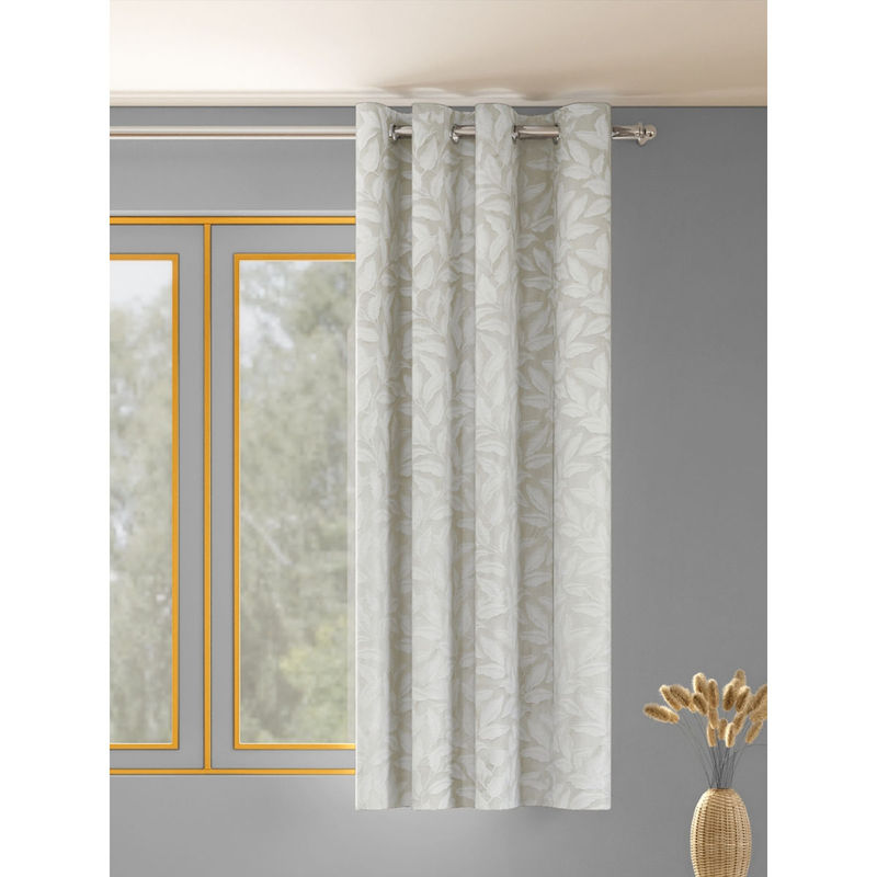 Haus & Kinder Botanic Hush Polyester Single Window Curtain Ivory (4 x 5 Feet)