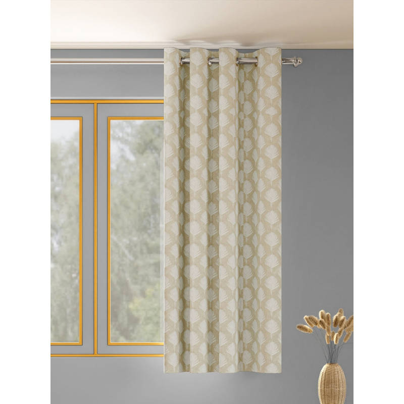 Haus & Kinder Palm Charm Polyester Single Window Curtain Caramel (4 x 5 Feet)
