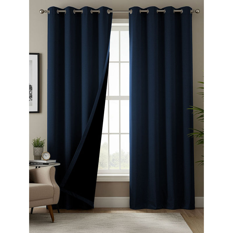 Urban Space 100% Blackout Curtains Door Room Darkening Blue (7 x 4 feet)