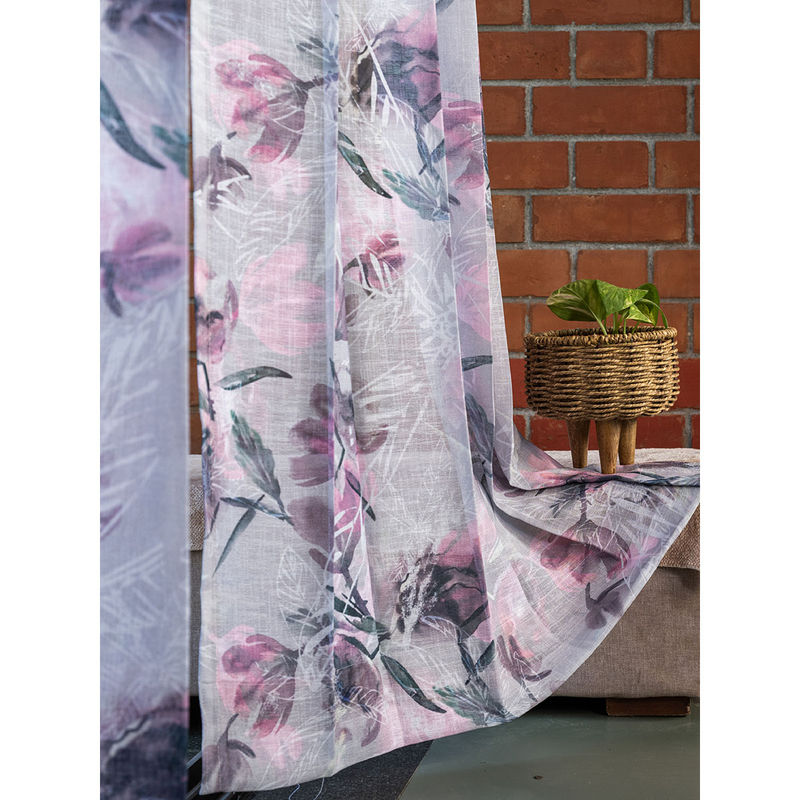 Urban Space Printed Sheer Curtains 35-40% Light Filter Window - Winter Crocus (5 x 4 feet)