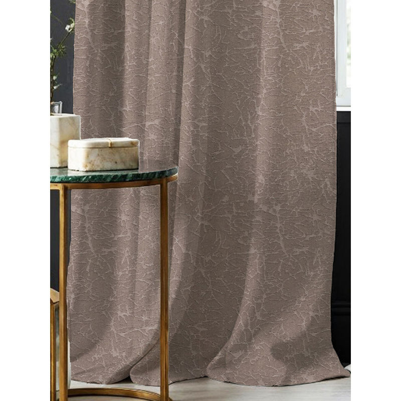 Urban Space Solid Blackout Curtains Door Herringbone Design Brown (7 x 4 feet)