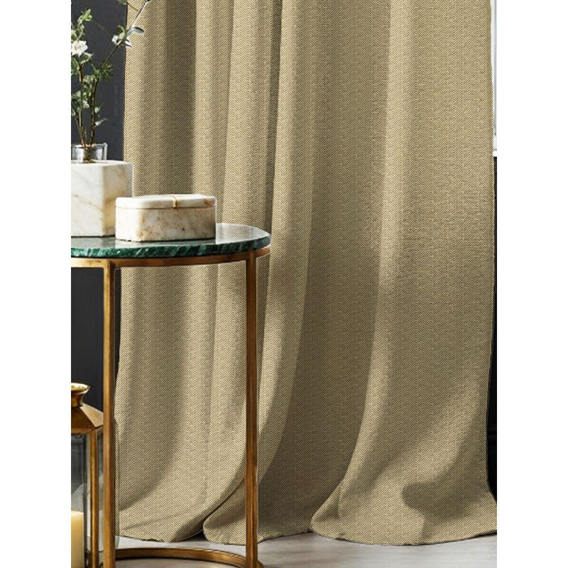 Urban Space Solid Blackout Curtains Door Herringbone Design Beige (7 x 4 feet)