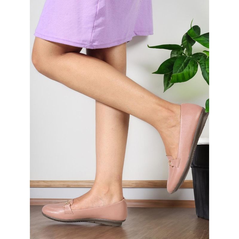 ELLE Women's Fashionable Peach Color Comfortable Loafers (EURO 38)