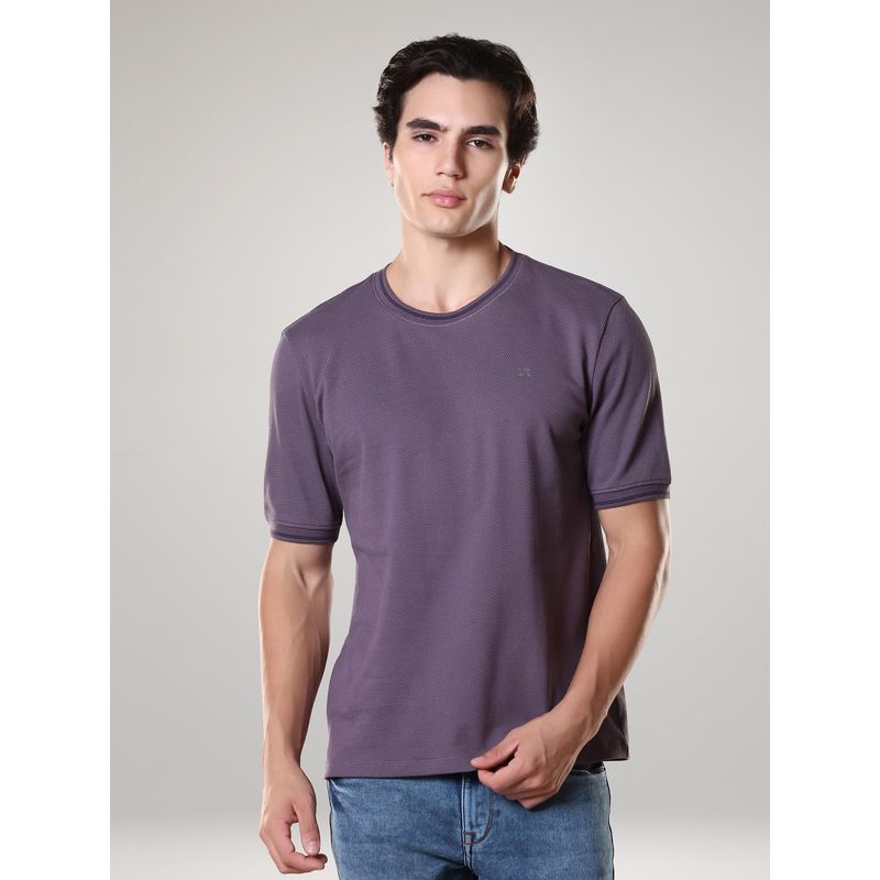 TURMS Mens Crew Neck Half Sleeves Anti Odor Cool-Tech Purple T-Shirt (S)