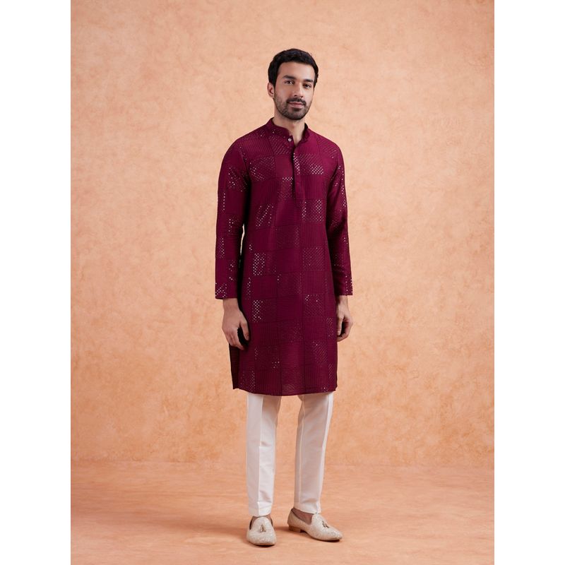 KISAH Men Purple Kurta Trousers (Set of 2) (42)