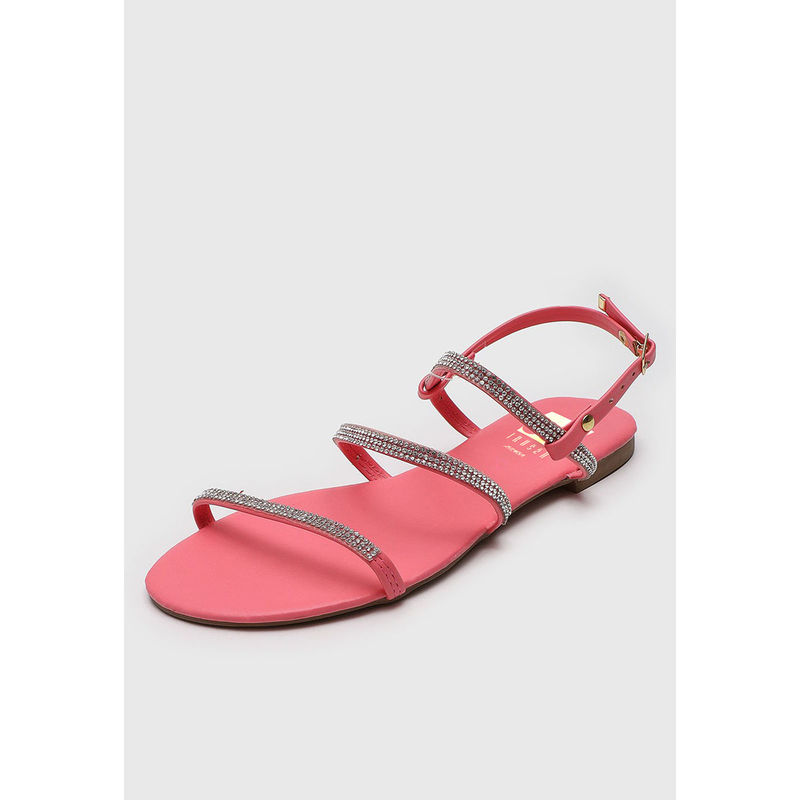 IRUSSH Memory Foam Pink Ankle Buckle Sandals (EURO 35)