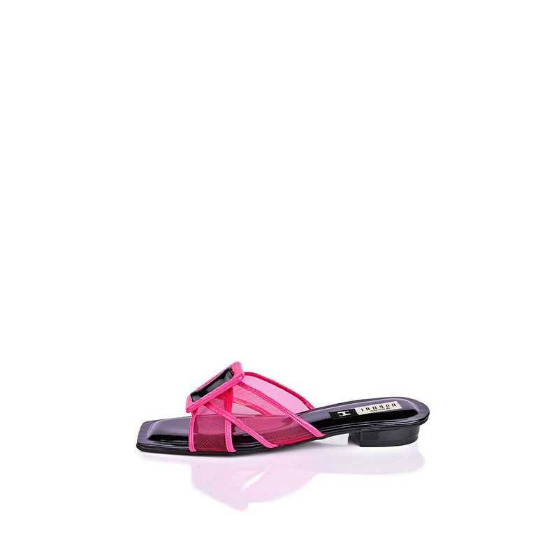 IRUSSH Pink Net Memory Foam Buckle Flats (EURO 38)