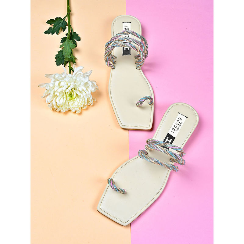 IRUSSH Memory Foam Glitter Pastel Twist Flats (EURO 35)