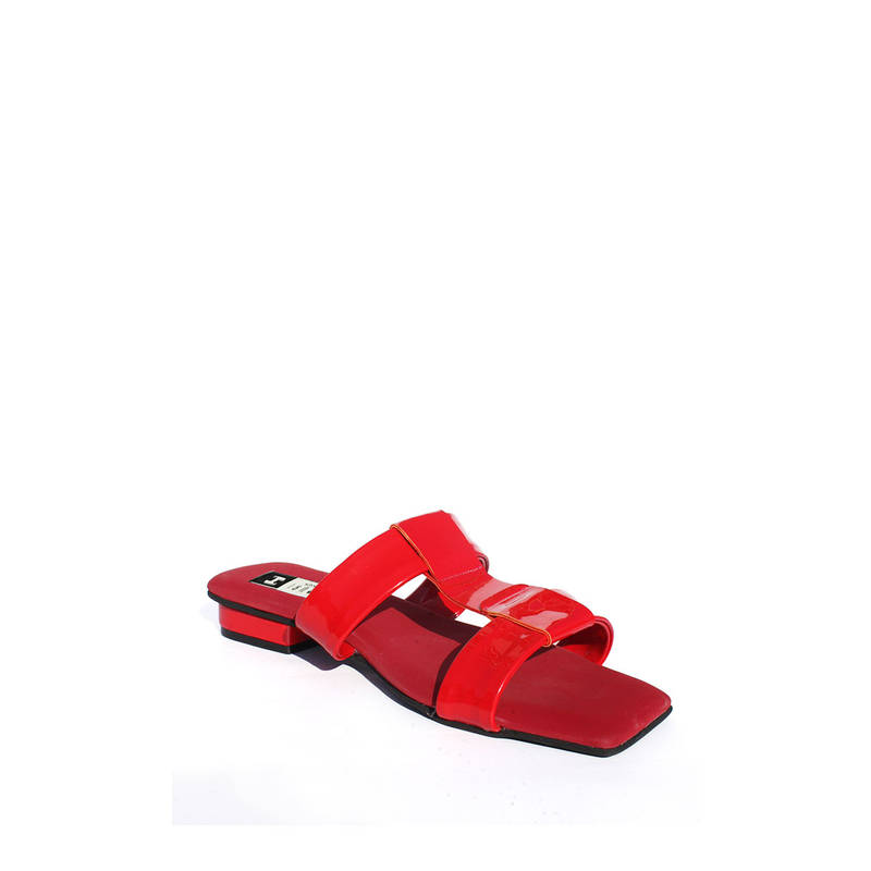 IRUSSH Memory Foam Red Glossy I-Strap Flats (EURO 35)