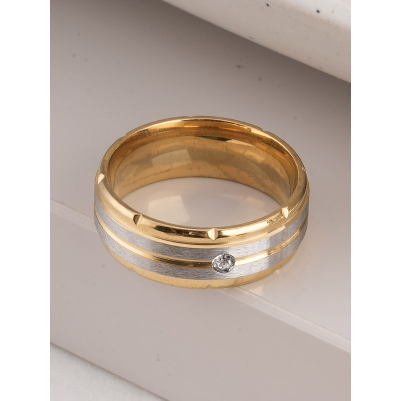 Palmonas Waterproof and Anti-Tarnish Splendid Gold Silver Band Ring for Men (10)